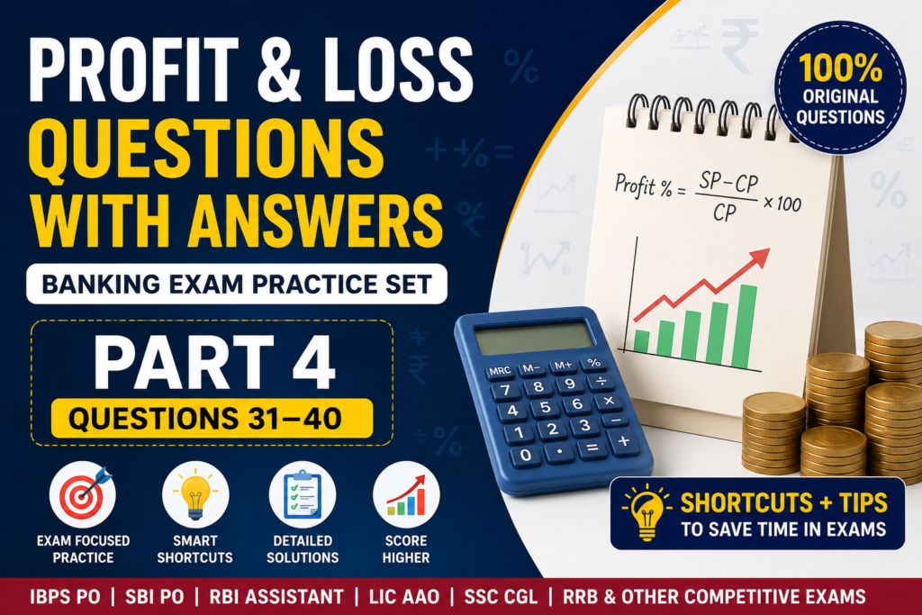 Profit and Loss Questions with Answers Part 4 for Banking Exams