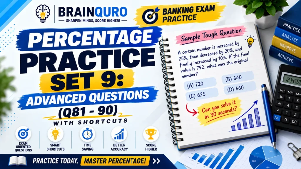 Percentage Practice Set 9: Advanced Questions Q81-90 with Shortcuts